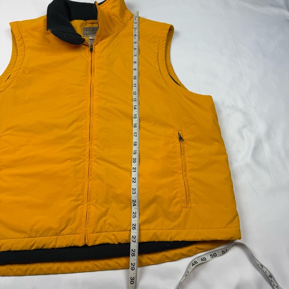 LL Bean Mens Fleece Lined Vest XL Yellow/Black Full Zip Nylon B7 - Picture 7 of 7
